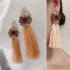 タッセル　ビジュー　クリスタル　ピアス　ヴィンテージ　シャンパンゴールド　結婚式