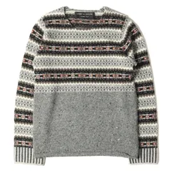 美品 COMME des GARCONS コムデギャルソン ニット モッズ期 フェアアイル クルーネック ウールニット セーター ノルディック HOMME PLUS 96AW 90s アーカイブ グレー カーキ ホワイト トップス 長袖 ブランドのサムネイル