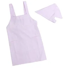 エプロン 子供用 キッズ ストライプ柄 三角巾付き H型 学校 給食 エプロン 男の子 女の子 三角布 エプロン2点セット 110cm130cm150cm ピンク511510