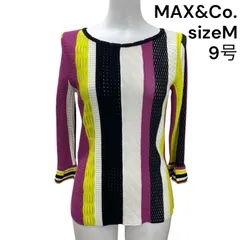 ◆マックスアンドコー MAX&Co. カットソー 長袖 ニット メッシュ ストライプ M、9号 レディース S5T174のサムネイル
