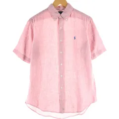古着 ラルフローレン Ralph Lauren 半袖 リネン ボタンダウンシャツ メンズS相当/eaa541074