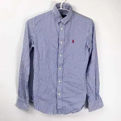 ポロラルフローレン Polo by Ralph Lauren CUSTOM FIT ストライプ 長袖 シャツ サイズ0 レディース ロゴ 刺繍