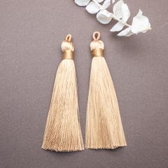 【2個】タッセル ロング サンディブラウン ポリエステル糸 糸タッセル ピアスやチャーム作りなどに ta105-2