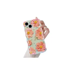 QLTYPRI iPhone 15 用 ケース ウェーブ TPU カバー おしゃれ 韓国 可愛い 花柄 iPhone15用 ケース 薄型 軽量 耐衝撃 スマホケース ワイヤレス充電対応 ストラップホール付き アイフォン15 ケース 6.1インチ 対応 -  1