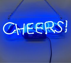 オリジナル　青色 CHEERS! ネオン管　LEDインテリア照明 オーダーメイド