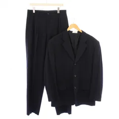 コムデギャルソンオムプリュス COMME des GARCONS HOMME PLUS シングルスーツ セットアップ テーラードジャケット アウター 背抜き テーパードパンツ スラックス タック ジップフライ ウール M L 紺 ネイビー /BB