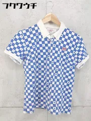 ◇ EDWIN GOLF エドウィン ゴルフ チェック 半袖 ポロシャツ サイズL ホワイト ブルー レディース 【中古】 【1105180000259】