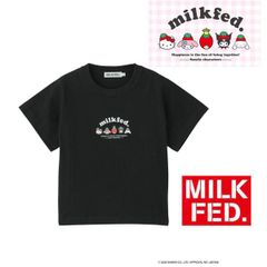 サンリオ ミルクフェド Tシャツ milkfed MILKFED x SANRIO CHARACTERS COMPACT S/S TEE 103251011019 キティ マイメロ クロミ シナモンロール レディース テ tシャツ ブラック 黒 ティシャツ