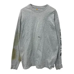 carhartt 長袖 プリントTシャツ L グレー カーハート 袖プリント 古着卸 アメリカ仕入 a705-5282