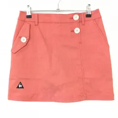 【超美品】ルコック スカート レッド 裏メッシュ 音符刺しゅう 内側インナーパンツ レディース 7 ゴルフウェア le coq sportif