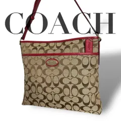 美品4997 COACH ショルダーバッグ シグネチャー キャンバス レッド