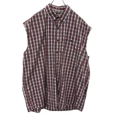 半袖 チェックシャツ M～ レッド ホワイト ボタンダウン 胸ポケット カジュアルシャツ 薄手 古着卸 アメリカ仕入 a703-6767