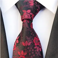 メンズ ネクタイ　花柄　ブラック色　レッド色　赤色　格安　ビジネス 結婚式　イベント　パーティー　発表会　卒業式　卒園式　入社式　入学式　成人式　父の日　七五三　お祝い　クリスマス　ダンスパーティー　バーテンダー　スーツ ワイシャツ 格安 小物　ネクタイ
