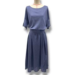 新品 未使用 タグ付き Aylesbury アリスバーリー ワンピース ベルト付き 半袖 ひざ丈 ウエストゴム くすみカラー 無地 シンプル 812-8191127 青 ブルー サイズ11 レディース 夏 ゴーゴー古着マルイ北千住店 23 No.191