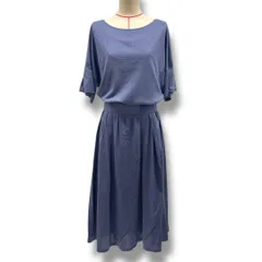 新品 未使用 タグ付き Aylesbury アリスバーリー ワンピース ベルト付き 半袖 ひざ丈 ウエストゴム くすみカラー 無地 シンプル 812-8191127 青 ブルー サイズ11 レディース 夏 ゴーゴー古着マルイ北千住店 23 No.191