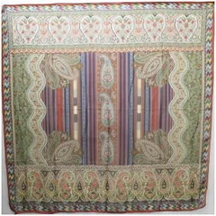 エトロ 大判 スカーフ シルク ネイビー×レッド ペイズリー柄 中古