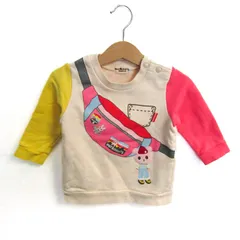 ミキハウス スウェット トレーナー トップス 肩スナップ ホットビスケッツ ベビー 女の子用 80サイズ ベージュ×ピンク MIKIHOUSE 【中古】