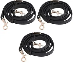 ルボナリエ（lebnelie） ショルダーストラップ ゴールド金具 PUレザー 120cm 3本セット(ブラック)