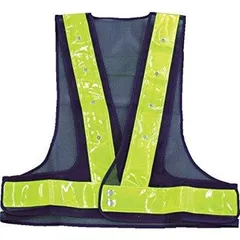 【新品・2営業日で発送】TRUSCO トラスコ中山 TLYERBTRUSCO 赤青交互点滅LED付安全ベスト 紺／蛍光イエロー反射8338525