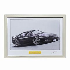 日産 NISSAN フェアレディ 32Z 【鉛筆画】名車 旧車 オールドカー ノスタルジックカー イラスト 絵画 デッサン 絵　A4サイズ   額付き 作者直筆サイン入り 車好き 男性 向け バースデー  定年退職祝い ギフト プレゼント に