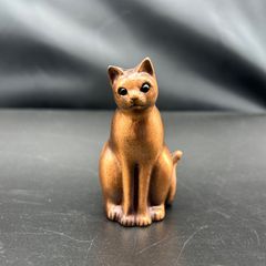 骨董 猫 真鍮製 縁起物 養蚕信仰 ネコ 鼠よけ 御守り 民衆仏 民芸