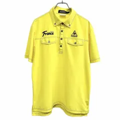古着 ルコックスポルティフ ゴルフコレクション le coq sportif GOLF COLLECTION ポロシャツ 半袖 ポリ100% M イエロー 黄色×黒×グレー メンズ
