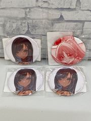 【L5-65】◎  宮下香織(1) 缶バッジ 「FANZAオンラインくじ くすりゆび～デリヘルシリーズ～ くじ」 E-11賞、kakaoイラスト(E/レッド) 缶バッジ 「FANZAオンラインくじ kakao」 D-5賞　4点セット