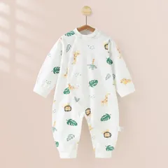 ☆ ライオン×キリン ☆ 90cm ☆ ロンパース 長袖 ベビー服 ロンパース 前開き 長袖 カバーオール ボディスーツ 赤ちゃん 新生児 女の子 男の子 子ども キッズ 部屋着 パジャマ ルームウェア おしゃれ かわいい 綿 コットン スナップボタン