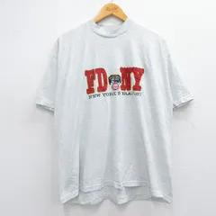 XL/古着 フルーツオブザルーム 半袖 ビンテージ Tシャツ メンズ 90s FDNY クルーネック 薄グレー 霜降り 25apr24 中古
