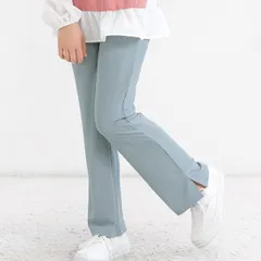 Bee【クーポン利用で20％OFF♪】リブ地フレアパンツ◇Nアッシュブルー◇韓国子供服 韓国子ども服 韓国こども服 キッズ 女の子 ガールズ 100 110 120 130 140 150
