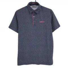 【超美品】アディダス 半袖ポロシャツ パープルグレー×白 総柄 ロゴピンク メンズ M/M ゴルフウェア adidas