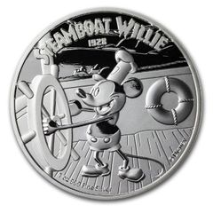 2020年発行　1オンス　ディズニー　銀貨　２ドル　蒸気船ウィリー
