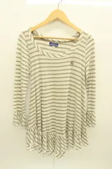 【中古】 BURBERRY BLUE LABEL レディースチュニック 38 ボーダー柄チュニック BURBERRY BLUE LABEL 38 茶 ブラウン ライトグレー
