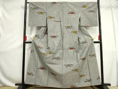 平和屋着物■上質な紬　草花文　正絹　逸品　AAAV0258ma