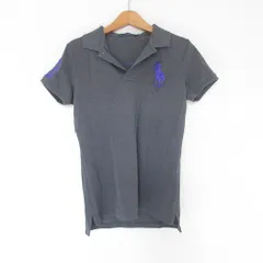 美品 RALPH LAUREN ラルフローレン ナンバリング ビッグポニー 半袖 ポロシャツ L グレー レディース 古着 中古 USED