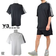 新作 Y-3 ワイスリー 3ストライプスショートスリーブTシャツ ルーズフィット サイドにベンチレーション 半袖 半TEE カットソー クルーネック 3STRIPE ラグランスリーブ ユニセックス 男女兼用