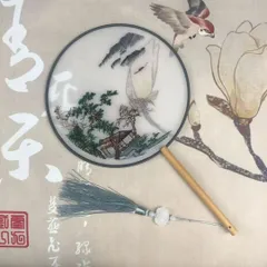 うちわ　両面刺繍　ししゅう　上品　扇子　団扇　和装　浴衣　花火大会　踊り　一軒家