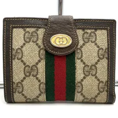 ＼レア／GUCCI オールドグッチ シェリーライン 二つ折り財布 ヴィテージ レトロ GGスプリームキャンバス/レザー ブラウン 茶 メンズ レディースファッション