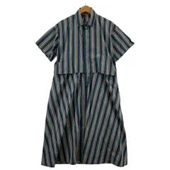 KBF ケービーエフ ストライプ シャツワンピース sizeOne/ブルー×ベージュ×グリーン