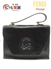【希少・ヴィンテージ】 FENDI フェンディ ヴィンテージ レザー ハンドバッグ ヤヌス神 エンボスロゴ
