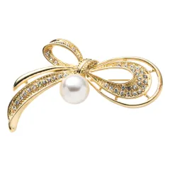 【F：ゴールド×ワンサイズ】[Cream dot. クリームドット公式]  6タイプ ブローチ フォーマル 卒業式 卒園式 入学式 入園式 コサージュ 華やか ピン 上品 エレガント キュービックジルコニア ビジュー パール フラワー 大人  