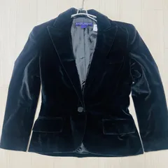 極美品 ラルフローレン パープルレーベル ベロアテーラードジャケット コート 光沢 スカーフ柄 長袖 レディース S相当黒 ブラック系 G0045