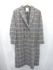 ■ ⊇ BACK NUMBER バックナンバー チェック　ウール 長袖 コート サイズM ダークグレー系 レディース E  【1410230026944】