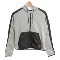 プーマ パーカー トップス ジップアップ スウェット 裏起毛 スポーツウエア レディース Mサイズ グレー PUMA 【中古】