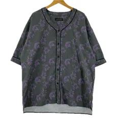 nano・universe ナノ ユニバース NUC11SHS 033YG 花柄 ベースボール半袖シャツ sizeL/グレー×パープル