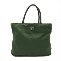 良品 PRADA プラダ 三角ロゴ プレート ナイロン テスート ハンド トート バッグ カーキ k2783