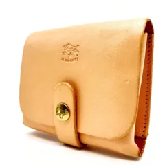 ?美品? ILBISONTE イルビゾンテ コインケース 小銭入れ カードケース ロゴ型押し レザー 革 ヌメ革 ゴールド金具 ベージュ 肌色 ユニセックス 男女兼用 メンズ レディース