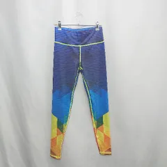 ◇ Θ ◎ ●美品● Leggings Lab. レギンスラボ 総柄 レギンスパンツ サイズM ブルー イエロー レディース E  【1503060011928】
