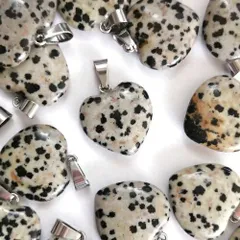 天然石 チャーム ダルメシアンジャスパー グレー 碧玉 ハートのペンダントトップ ハートチャーム カン付きチャーム パーツ 斑模様 ダルメシアン ジャスパー