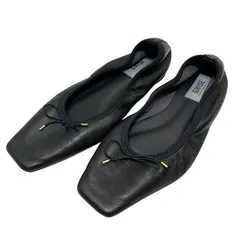 【美品】ルタロングリーズ (22) バレエシューズ フラットシューズ パンプス スクエアトゥ スリッポン 本革 レザー 希少デザイン